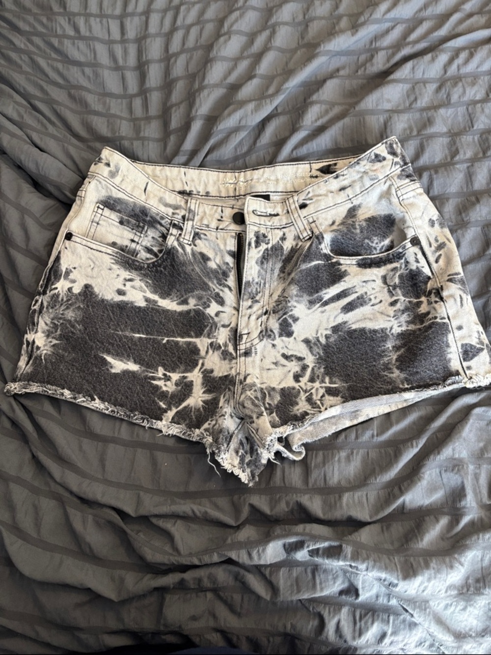 Denim&Co Black and White Tie-Dye Denim Shorts